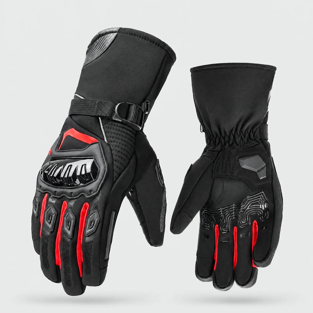 Alpenwarm winter motorcycle gloves in black/red