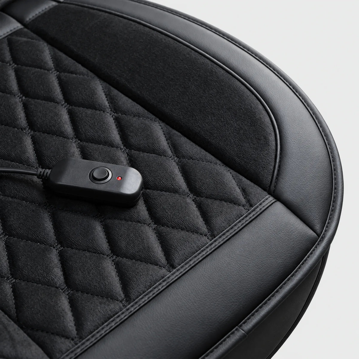 Diamond-quilted flannel with PU edging and switch of the heated seat cover