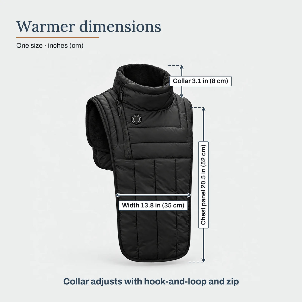 Warmer dimensions – Heated Neck & Chest Warmer